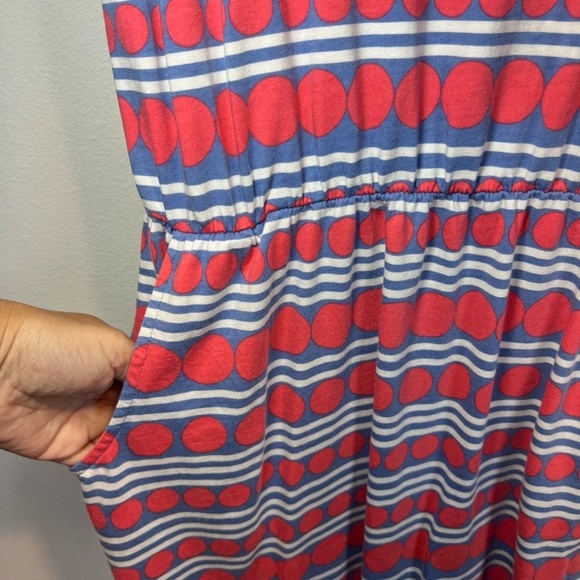 Boden Blackberry Day Striped Polkadot Dress Jersey Sleeveless Mini Women's Sz 8R - Picture 3 of 11